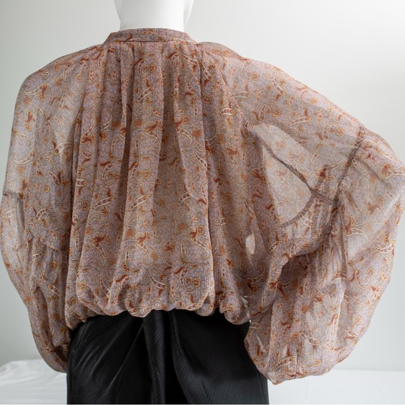 Zara Multicolor Chiffon Dressy & Chic Paisley Printed Women’s Blouse Size Medium - Picture 6 of 17